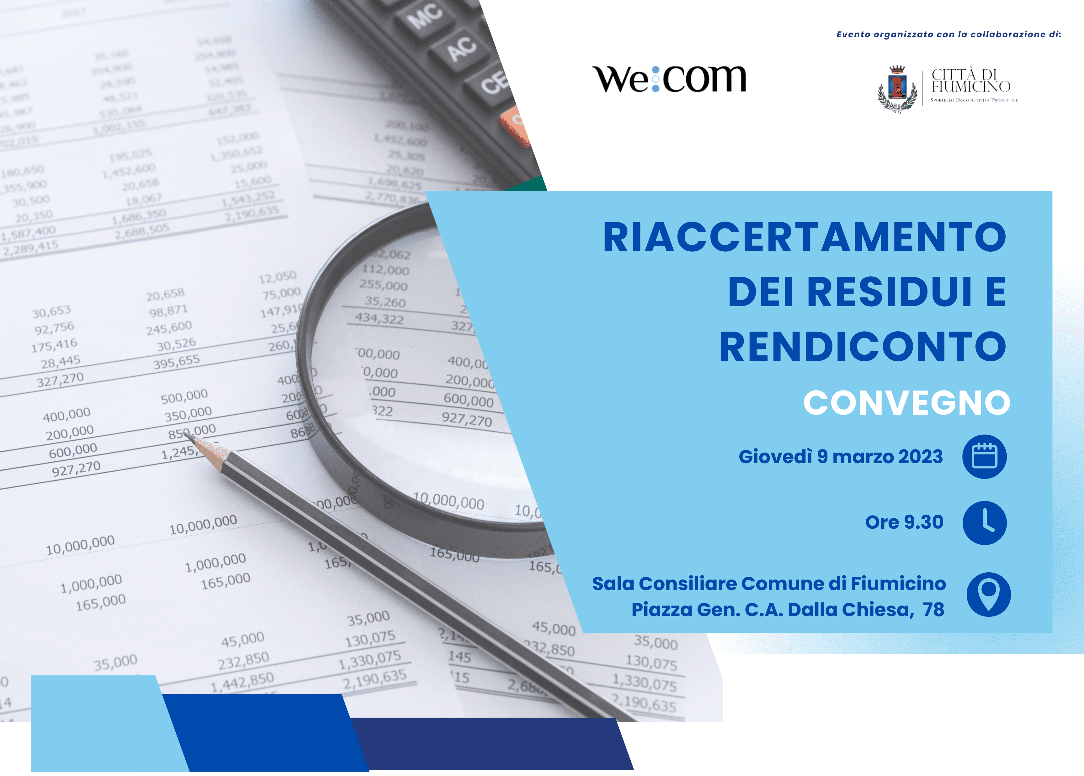 Il 9 marzo a Fiumicino il convegno per gli enti locali sul riaccertamento dei residui e rendiconto